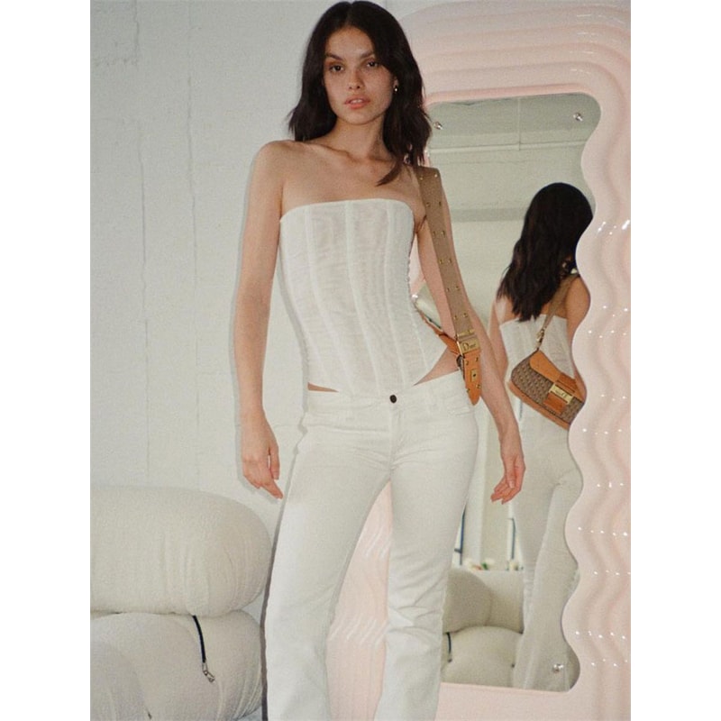 Tossy Mesh Backless Summer Vest Female Elegant Luxury Patchwork Strapless Solid Slim Streetwear Inn 1