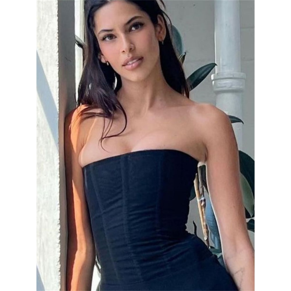 Tossy Mesh Backless Summer Vest Female Elegant Luxury Patchwork Strapless Solid Slim Streetwear Inn 2