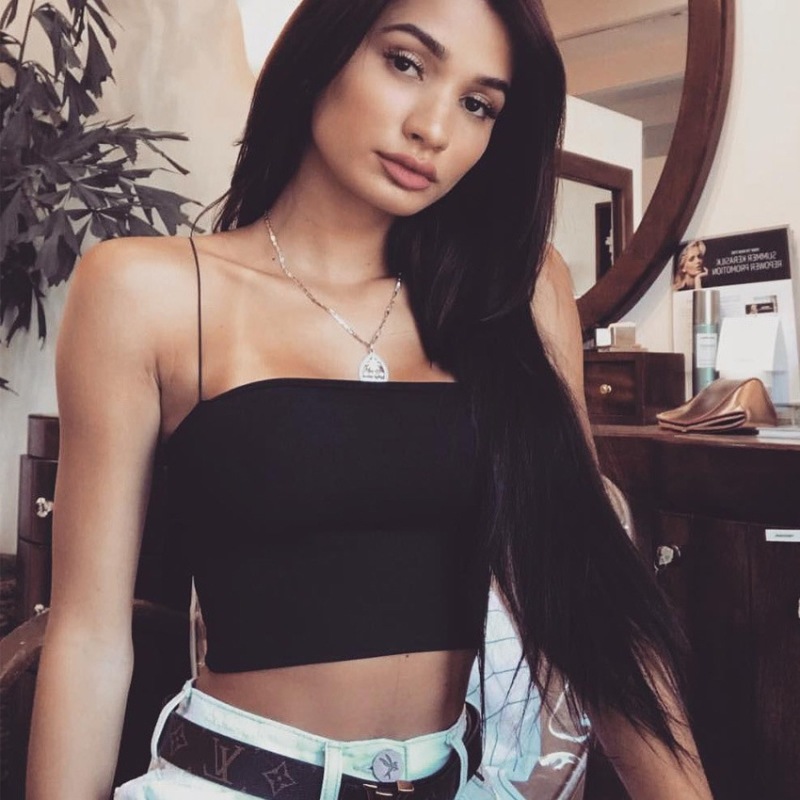 Sexy Bodycon Spaghetti Strap Crop Top For Women Sleeveless Cami Tube Top New Fashion Basic Plain Ca 5