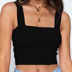women square neck sleeveless crop top, casual black t shirt, summer off shoulder cami, sexy backless tank top