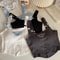 Casual Camis Women Embroid Letter Tank Tops Bra Pad Crop Tops For Women Shoulder Belt Iron Ring Tan 5