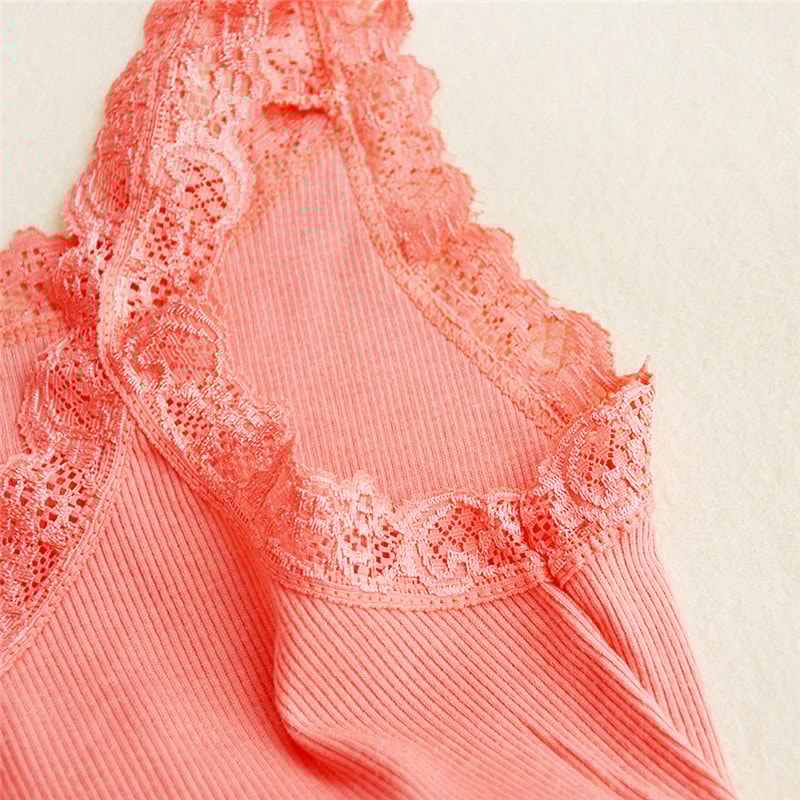 Womens Black Summer Tank Top Lace Camisole Vest With Red Inside Wear Sleeveless Loose Fit 10