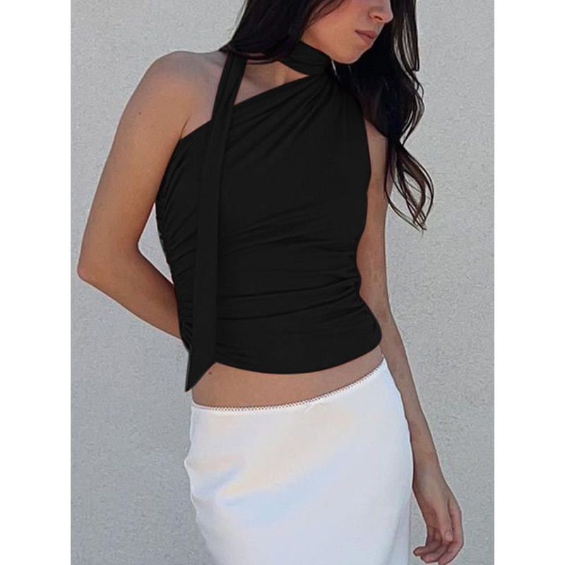 Vintage Backless Sexy Off Shoulder Halter Tank Top Sleeveless Crop Top Women Casual Club Summer Clo 1