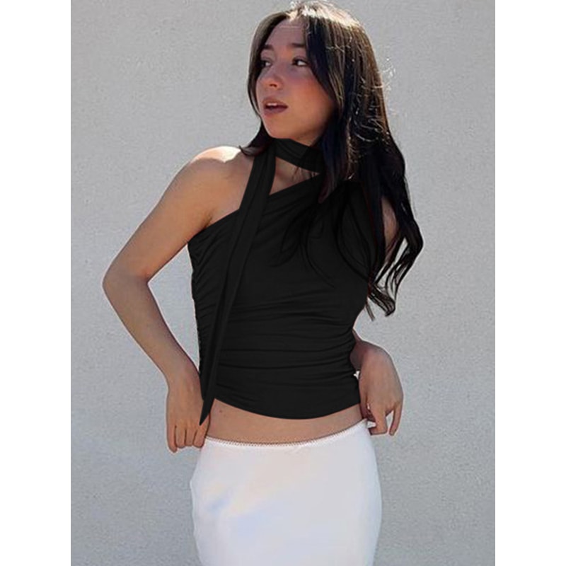 Vintage Backless Sexy Off Shoulder Halter Tank Top Sleeveless Crop Top Women Casual Club Summer Clo 5