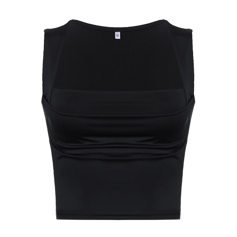 Sexy Square Neck Low Cut Camisole Vest For Womens Summer Pleated Slim Fit Spicy Girl Sleeveless Bas 6