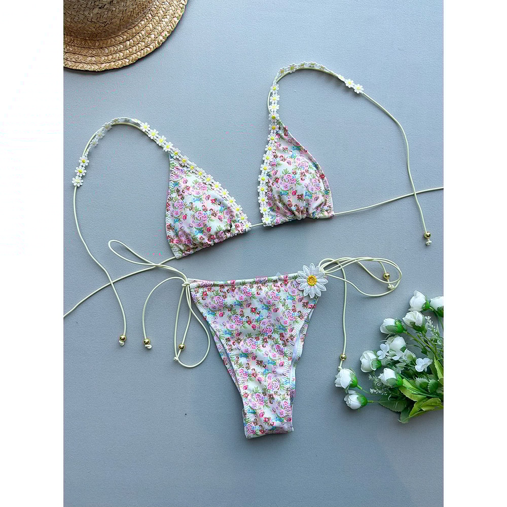 Push Up Swimwear Sexy Bikini, Female Set, Micro Bikini Women Swimsuit, Lace Print Beachwear, Swimming