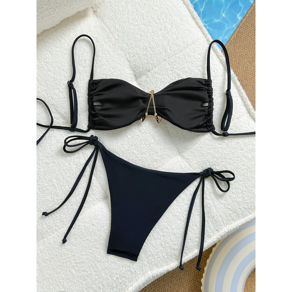 Metal Starfish Womens Bikini Set TieSide String Swimsuit 4