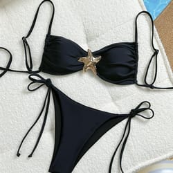 metal starfish women's bikini set, tie-side string swimsuit
