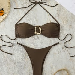 sexy bandeau bikini women's swimsuit, push up thong bikinis set, two-piece swimwear, female bathing suit