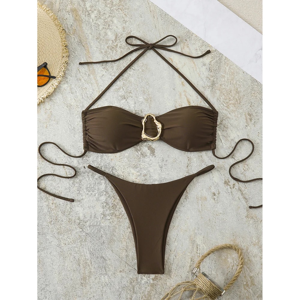 Sexy Bandeau Bikini Womens Swimsuit Push Up Thong Bikinis Set Twopiece Swimwear Female Bathing Suit 5