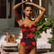 Sexy Bikini Set Women Patchwork Skirt Push Up Swimsuit Lily Contrast Print Fabric Biquini Bodysuit 0