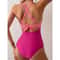 Fashion Cross Back Swimsuit Women Sexy Solid Jumpsuit Bikini Set Waist Hollowed Out Women Swimsuit 2