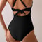 Fashion Cross Back Swimsuit Women Sexy Solid Jumpsuit Bikini Set Waist Hollowed Out Women Swimsuit 3