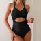 Fashion Cross Back Swimsuit Women Sexy Solid Jumpsuit Bikini Set Waist Hollowed Out Women Swimsuit 1