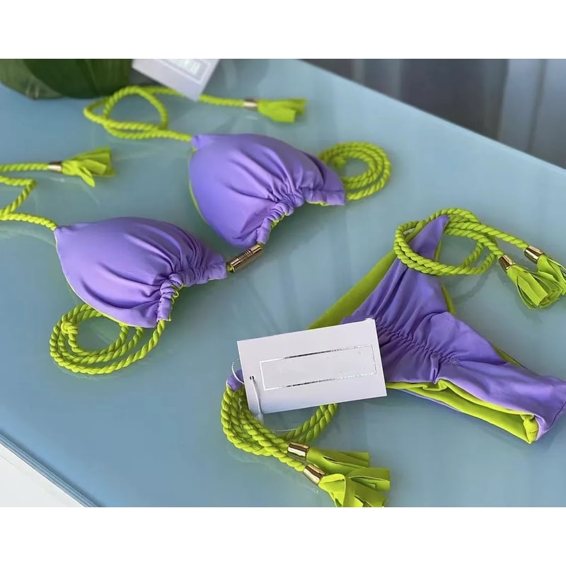 New Women Bikini Backless Rope Triangle Swimsuit Multicolor Stylish Beachwear 5