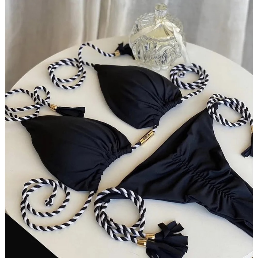 New Women Bikini Backless Rope Triangle Swimsuit Multicolor Stylish Beachwear 8