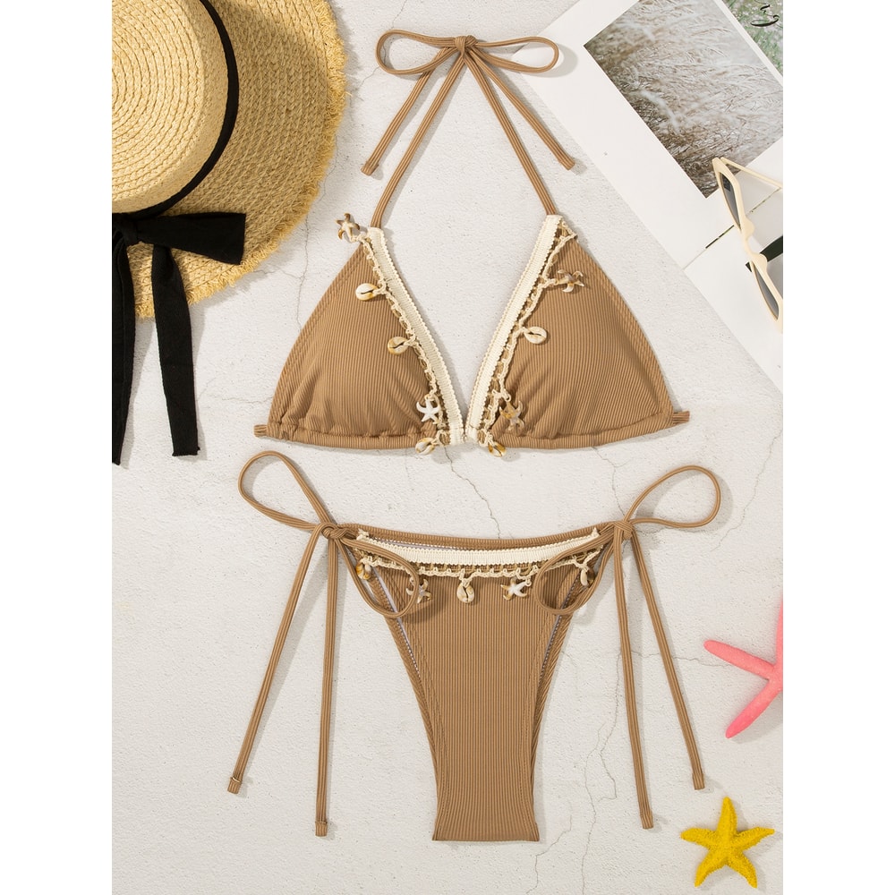 Peachtan Thong Bikini Women Push Up Swimwear 2 Piece Summer Women Beachwear Bikini Bathing Suit For 3