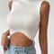 Sexy Knit Sleeveless Crop Top Summer Spring Women Casual Curve Corset Mock Neck Crossfit Femme Stre 1