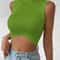 Sexy Knit Sleeveless Crop Top Summer Spring Women Casual Curve Corset Mock Neck Crossfit Femme Stre 4