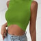 Sexy Knit Sleeveless Crop Top Summer Spring Women Casual Curve Corset Mock Neck Crossfit Femme Stre 4