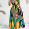 Women Tropical Print Cable Knit Fit and Flare Dress, V-Neck Waist Section, Maxi Dress for All Occasions