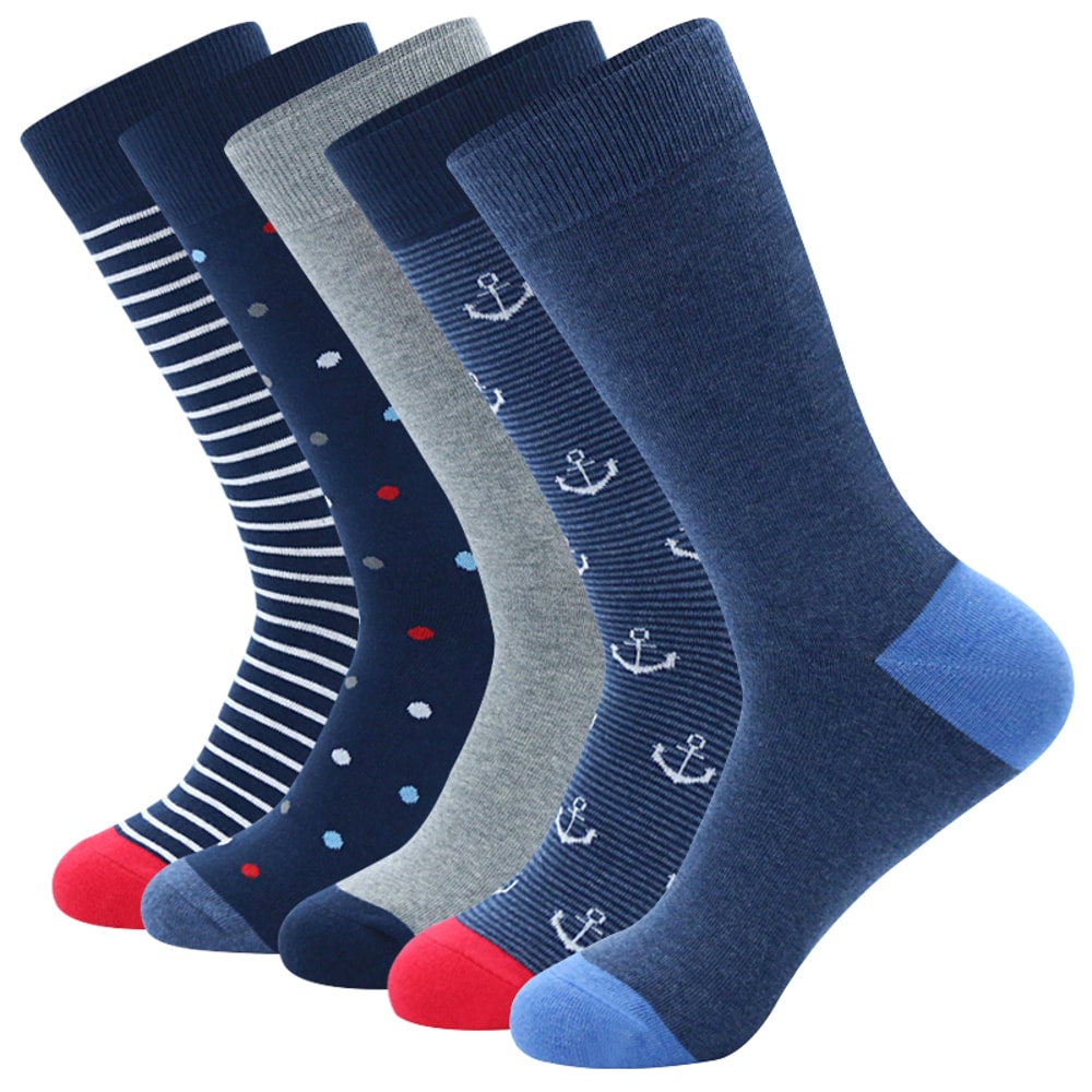 Funny Casual And Breathable Colorful Striped Cotton Dress Socks Set 7
