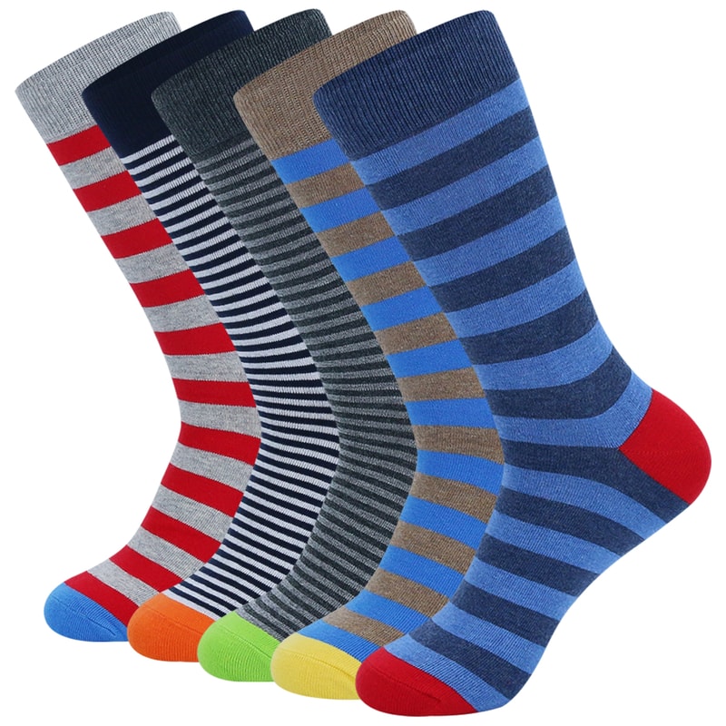 Funny Casual And Breathable Colorful Striped Cotton Dress Socks Set 8