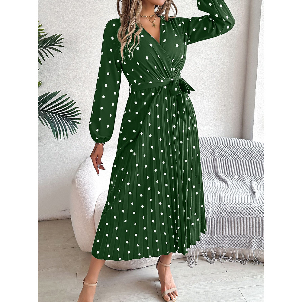 Elegant V Neck Polka Dot Swing Dress Casual Sweet Dress For Women 7