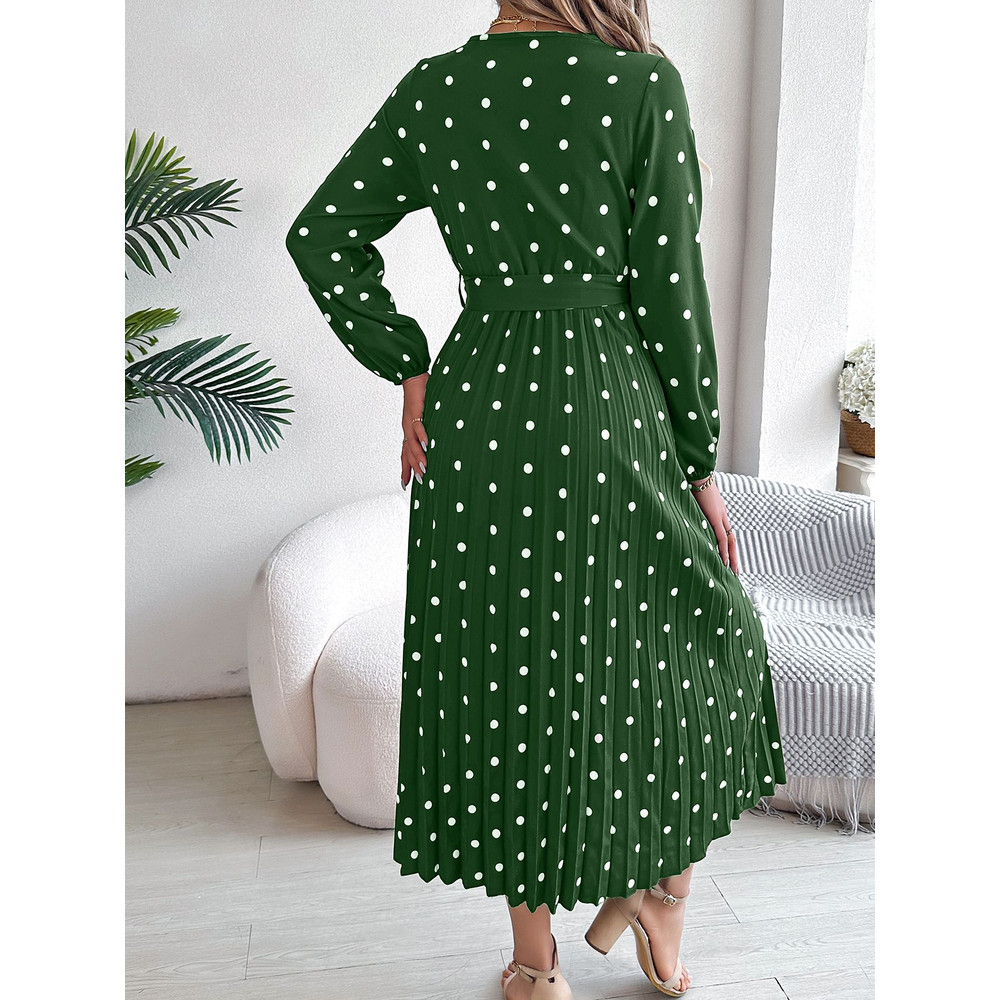 Elegant V Neck Polka Dot Swing Dress Casual Sweet Dress For Women 8