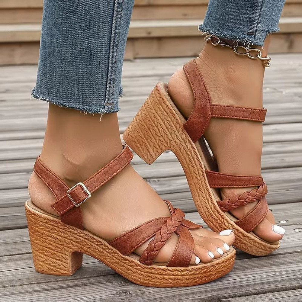 Summer Platform Sandals with Ankle Strap  Open Toe Design 1112