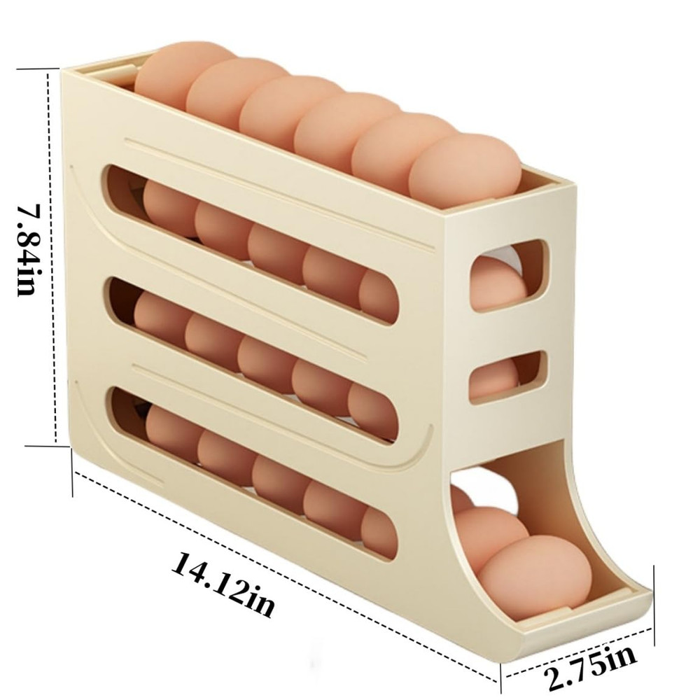 Kitchen Automatic Scrolling Egg Holder SpaceSaving 4Tier Egg Storage Box for Refrigerator