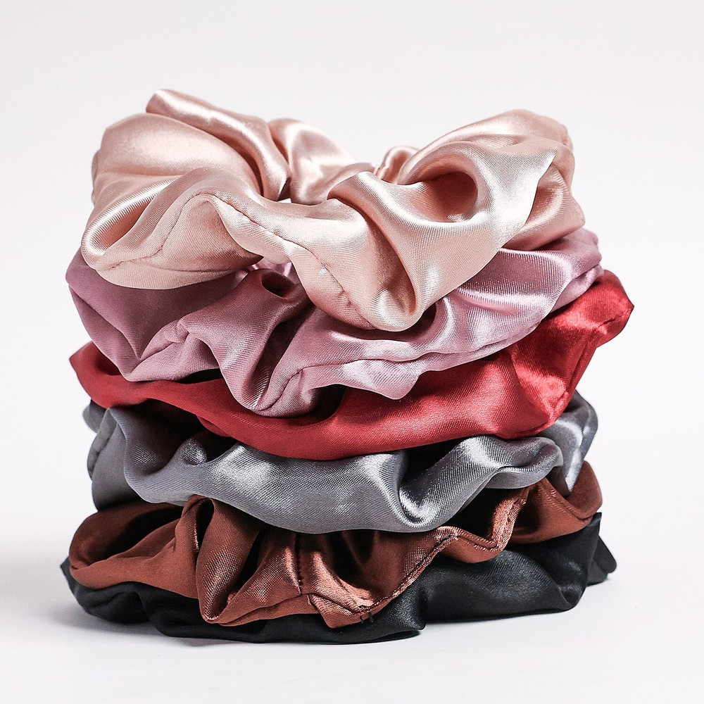 Soft Velvet Scrunchies For Women Pure Color Satin Large Scrunchie Set NoTangle Hair Accessories 3