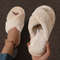 Womens Cross Strap Fur Slippers Indoor Light Warm Plush Home Slippers with Faux Fur Flat Heel
