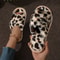 Womens Cross Strap Fur Slippers Indoor Light Warm Plush Home Slippers with Faux Fur Flat Heel