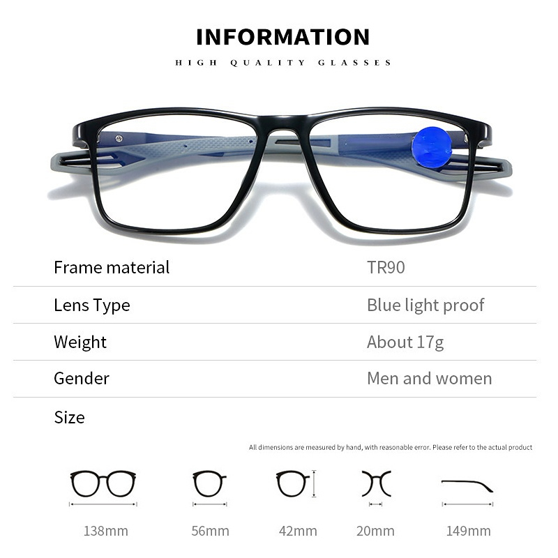 AntiBlue Light Reading Glasses Ultralight TR90 Presbyopia Eyeglasses For Women Men 2