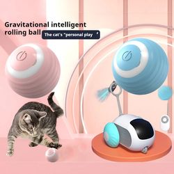 electronic cat toy ball intelligent interactive rolling bal for kittens abs silicone smart pet game with random movement