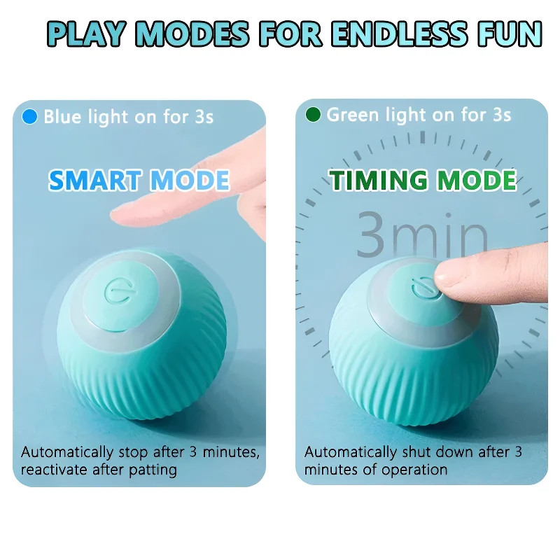 Electronic Cat Toy Ball Intelligent Interactive Rolling Bal For Kittens ABS Silicone Smart Pet Game 3