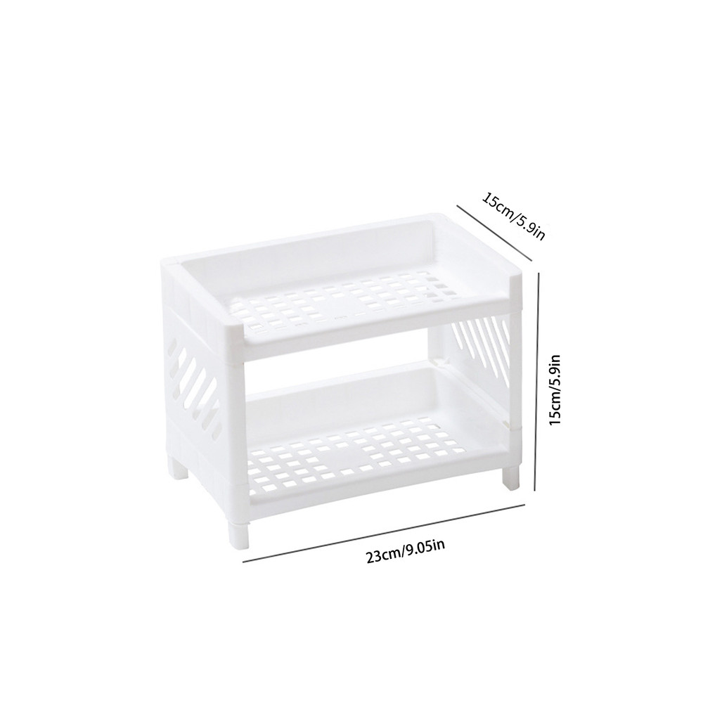 Double Layer Storage Rack Rectangular White Organizing Desk Tray For Cosmetics Stationery  Office S 4