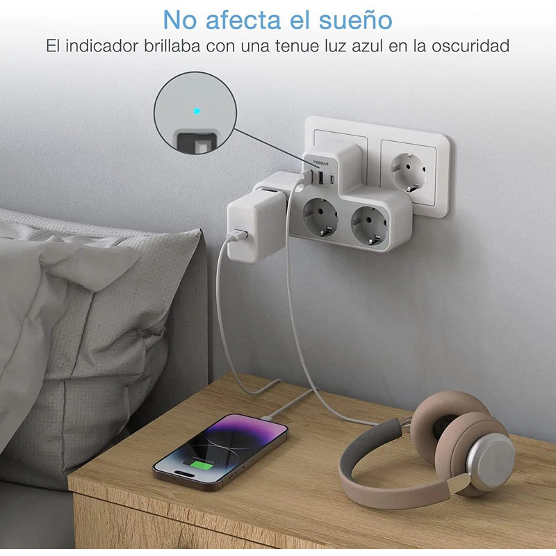 MultiPort Power Strip with USB  Type C 3 AC Outlets  2 USB Charging Ports  SpaceSaving Wall Ad