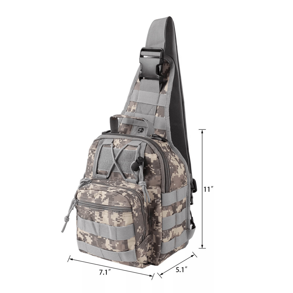 Men Backpack Tactical Sling Bag Chest Shoulder Fanny Pack Cross Body Molle Pouch For Hiking Travel 10