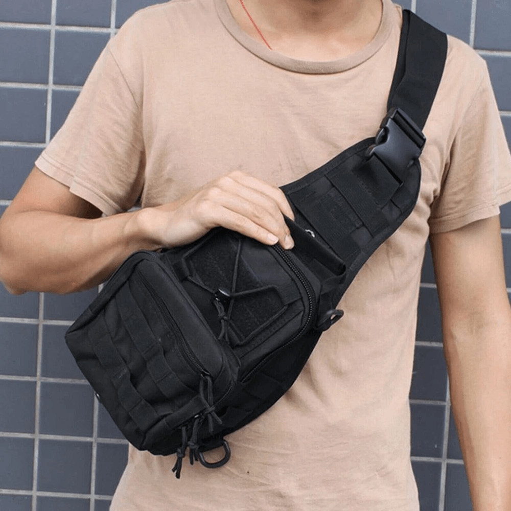 Men Backpack Tactical Sling Bag Chest Shoulder Fanny Pack Cross Body Molle Pouch For Hiking Travel 3