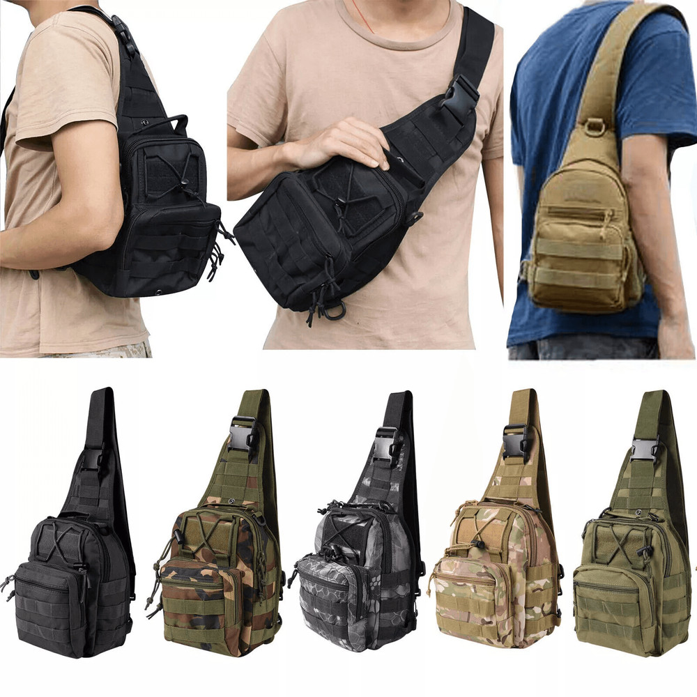 Men Backpack Tactical Sling Bag Chest Shoulder Fanny Pack Cross Body Molle Pouch For Hiking Travel 0