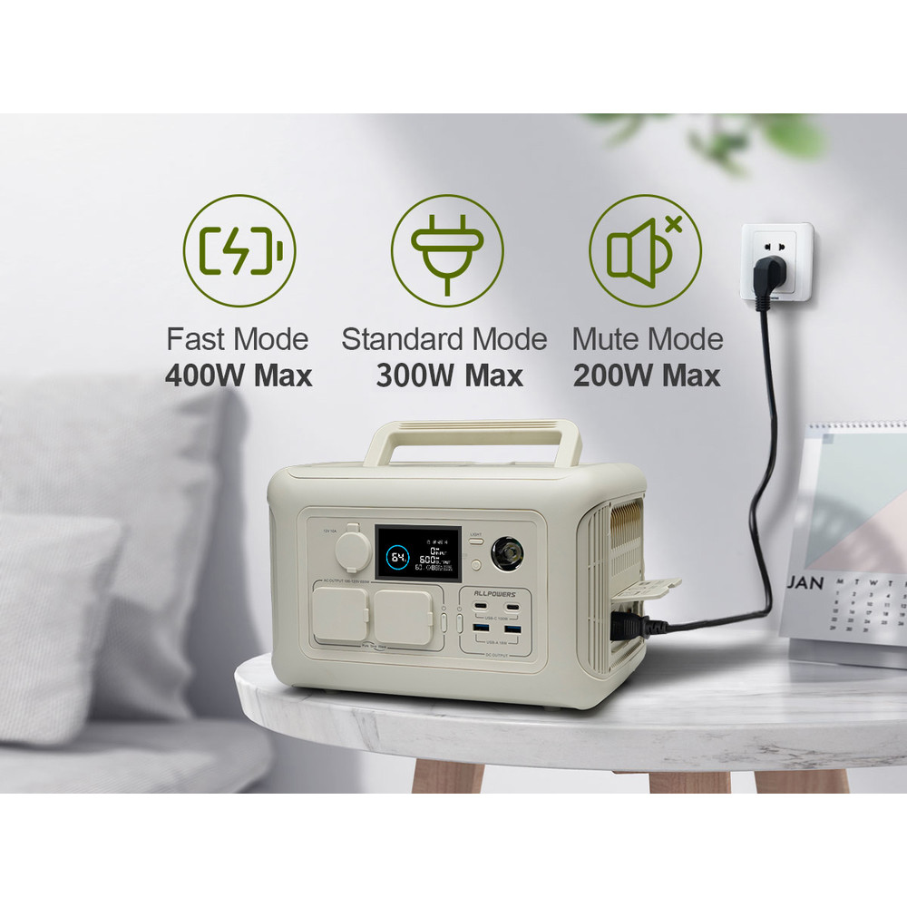 POWERS R600 Portable Generator 600W Power Station With AC Outlets 299Wh LiFePO4 Battery For Camping 1