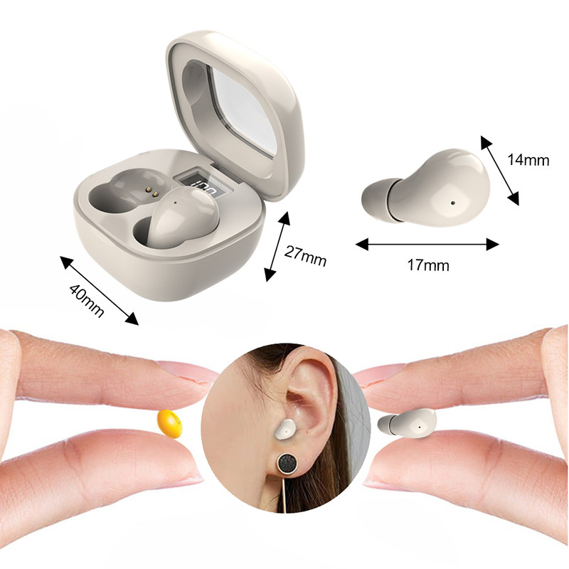 Ultra Compact Mini Bluetooth 53 Earphones Invisible Design HiFi Sound Noise Cancelling LED Display 5