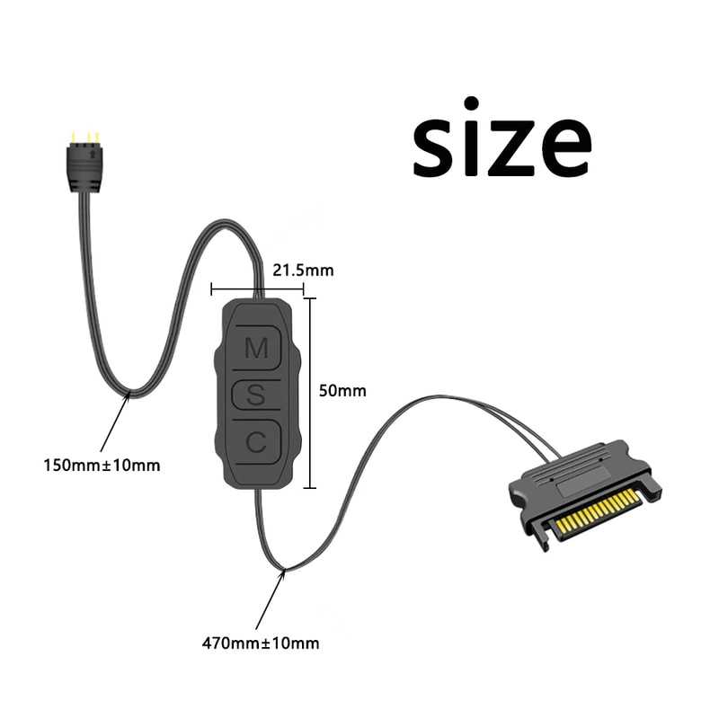 5V 3-Pin ARGB Controller with SATA Interface – PC Fan & LED Strip Light Extension Adapter