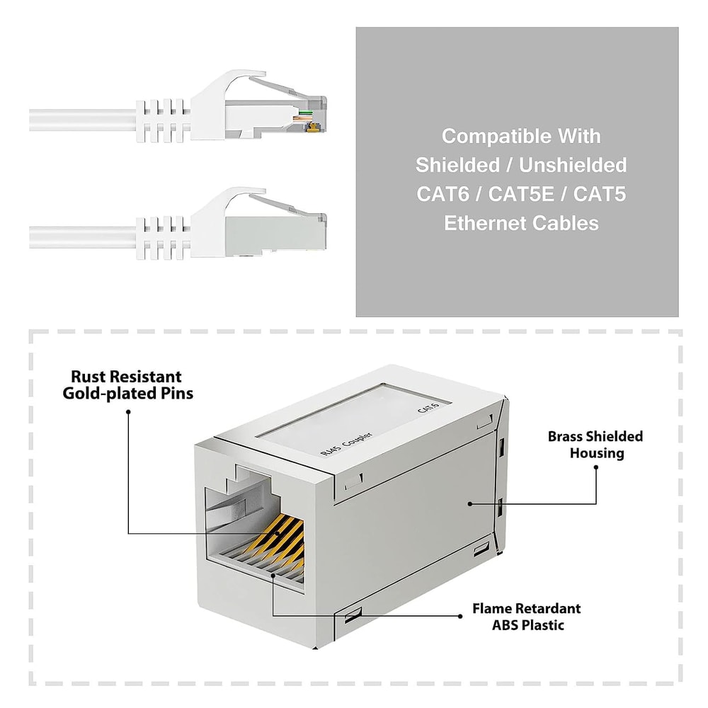 10Gbps Ethernet Extender Coupler Cat7Cat6Cat5e FemaletoFemale Connector Long Range Signal Booste