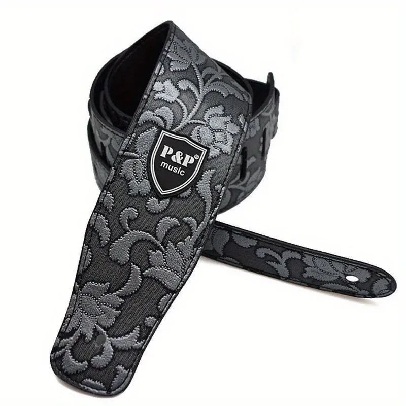 Premium PU Leather Guitar Strap Wide Adjustable Length Soft Embroidered Belt For Classical Electric 8