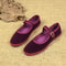 Velvet Mary Jane Shoes For Women HandStitched Casual Streetwear Ballet Flats With Buckle Strap 2