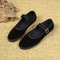 Velvet Mary Jane Shoes For Women HandStitched Casual Streetwear Ballet Flats With Buckle Strap 1