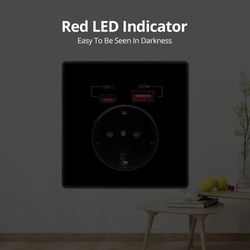 black crystal glass wall socket with type-c & usb ports, charging